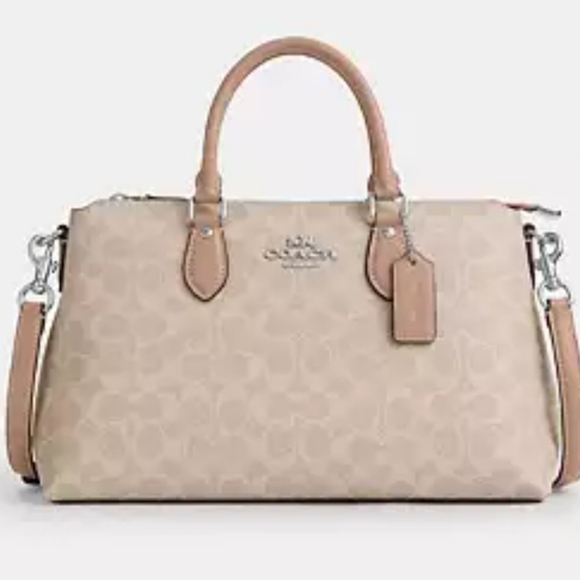 Coach Georgia Beige Signature Satchel